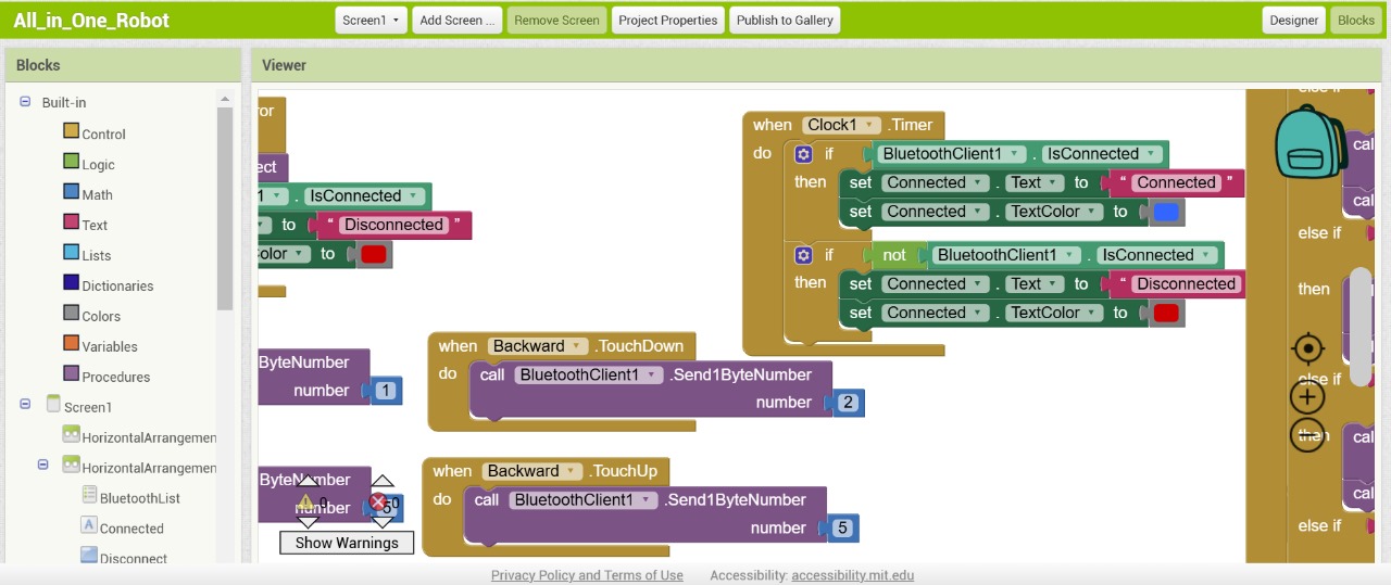 Development environment of MIT App Inventor