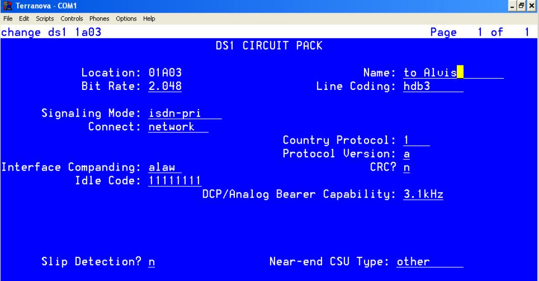  Конфигурация платы Е1- TN464F в составе УПАТС Definity CMC